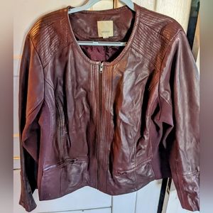 Sejour maroon real leather jacket size 22W
